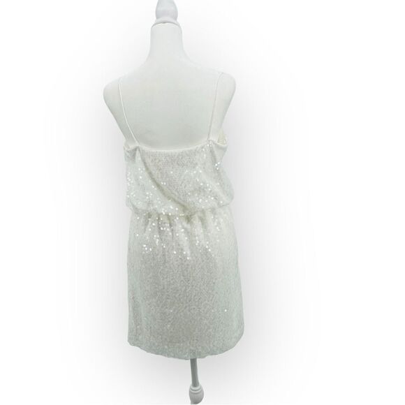 Aidan Mattox White Sequined Dress Sleeveless Blouson Mini Women’s Size 6 - Picture 10 of 12